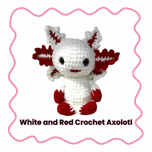 White and Red Axolotl - Crochet